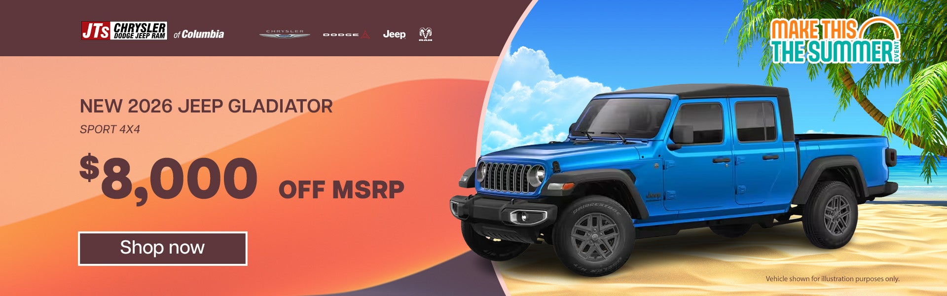 New 2026 Jeep Gladiator Sport 4x4 $8,000 off MSRP